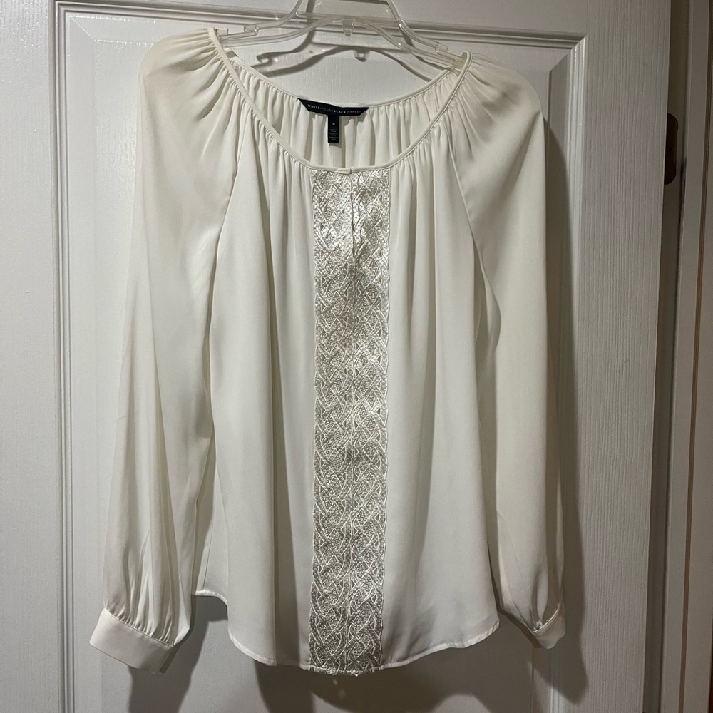 WHITE HOUSE BLACK MARKET EMBROIDERED BLOUSE SIZE 8 NWT! - Picture 4 of 6